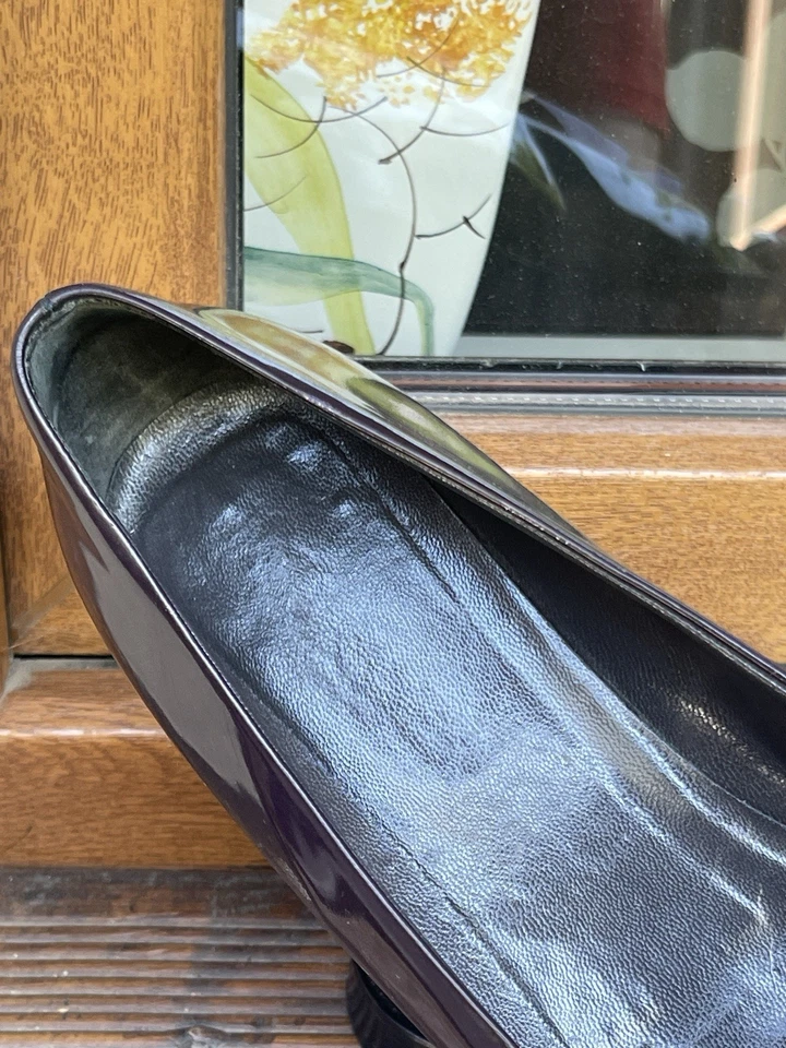 Zapatos de salón Jil Sander para mujer planos púrpura charol lacado punta cuadrada talla 41 Foto 3 de 4