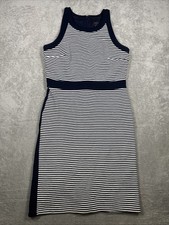 Ann Taylor Women's Petite Lined Blue & White Stripes Sleeveless Dress Size 2P