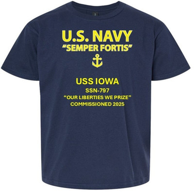 USS IOWA  SSN-797 * SEMPER FORTIS *VINYL SHIRT. US NAVY LICENSED