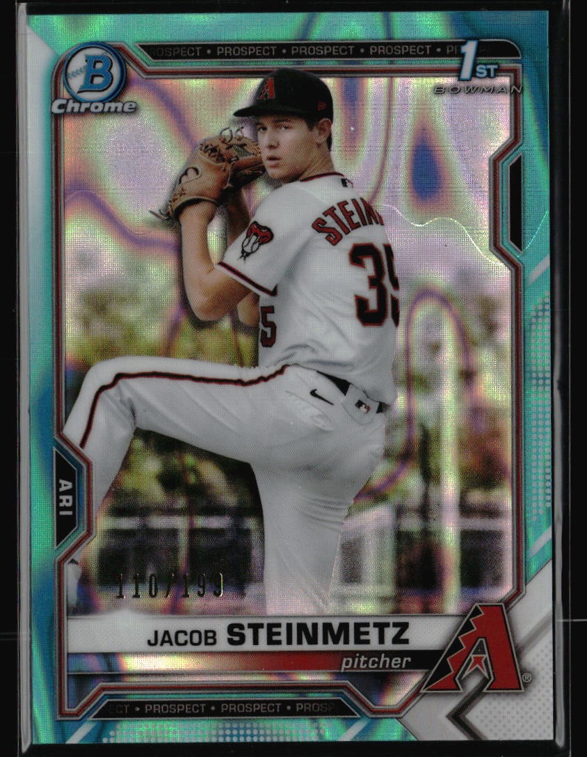 2021 Bowman Draft #BDC-83 Jacob Steinmetz Chrome Aqua Lava Refractor #/199