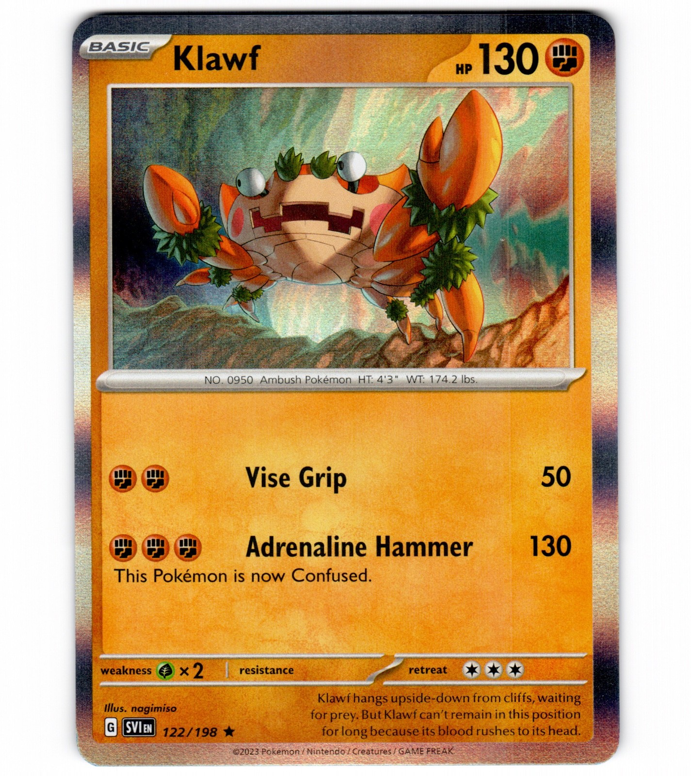 Klawf 122/198 SV01: Scarlet & Violet Base Set Holo Rare Pokemon