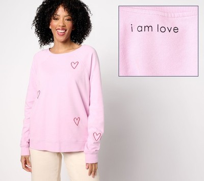 SUNNYLiFE Women's Top Sz XS Embroidered French Terry Sweatshirt Pink A684285