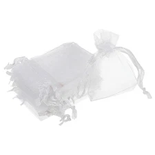 100pcs Organza Bags 2x3 Inch Drawstring Favor Pouches Sheer Mesh Bag White