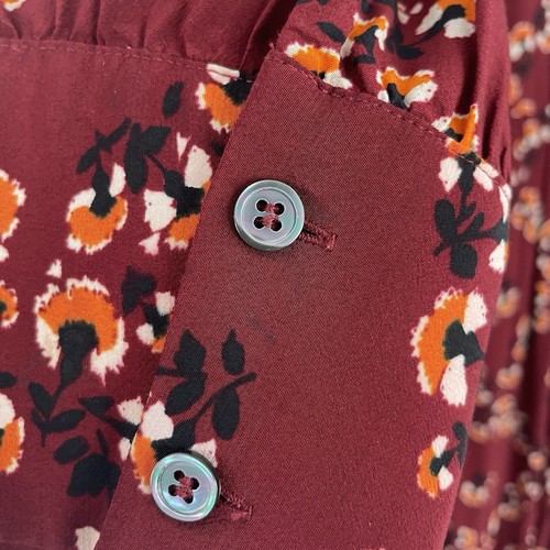 Toast Ume Dress Floral Tiered Shirt Red Midi Sz 10 Pockets Floaty Crepe Viscose - Picture 10 of 14