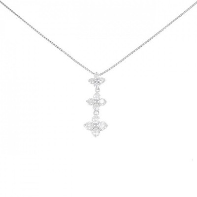 Authentic K18WG Flower Diamond Necklace 0.50CT #270-004-029-3094