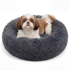 Calming Donut Dogs Beds for Small Dogs Washable,23inch Plush Round Pet Bed fo...
