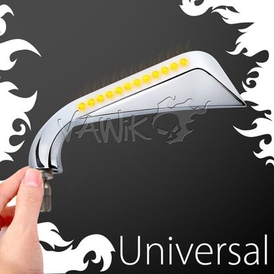 VAWiK Axe black mirrors pair LED turn signals M10 fits custom motorcycle chopper