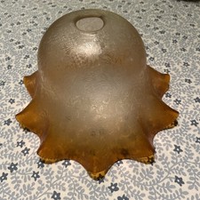 Antique Victorian Style Frosted & Amber Glass Scalloped Light Shade