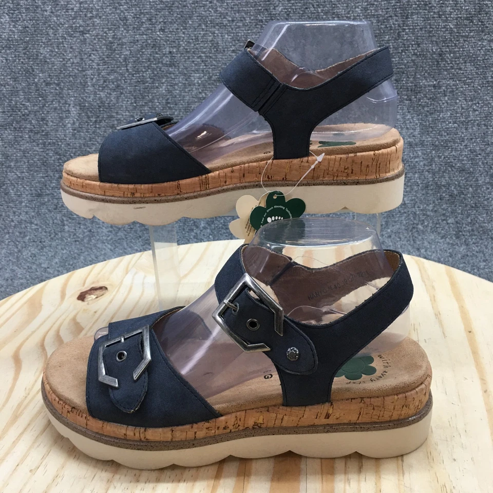 Spring Step 凉鞋女式 40 Hanyo 露背绑带蓝色扣休闲新品 — 第 2/4 张图片