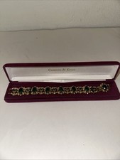 Vintage Emerald Green Crystal Gold Jewelry, JBK Jackie Kennedy Style Bracelet