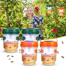 4PACK Solar Powered Lighted Wasp Trap Outdoor Hanging Hornet Green + Orange