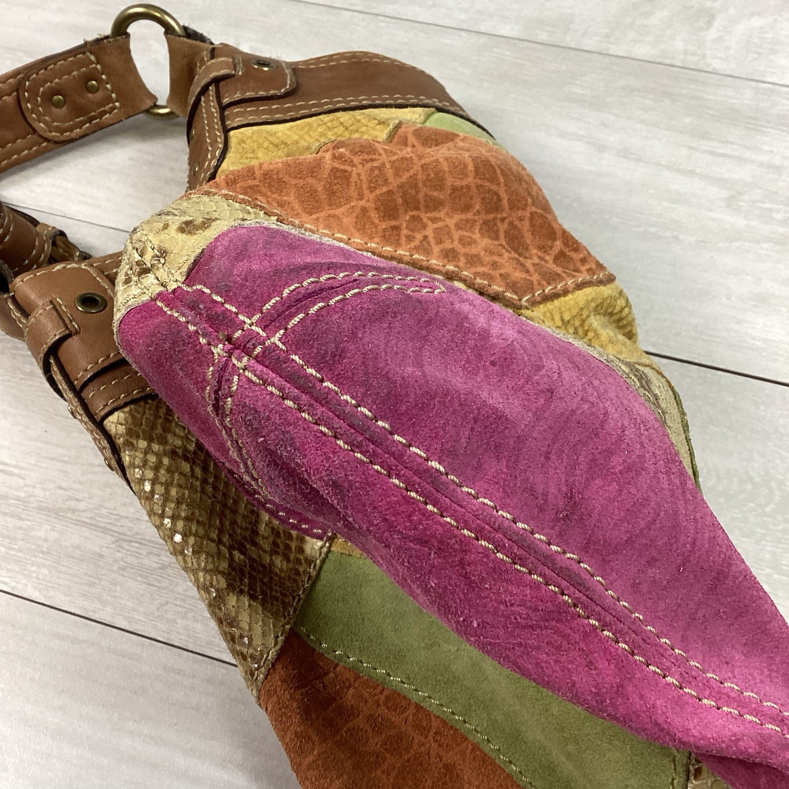 FOSSIL Leather Suede Lyla Patchwork Crossbody Sho… - image 7