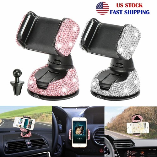 Car Phone Holder Mount Bling Crystal Dashboard Windshield Air Vent Phone Holder