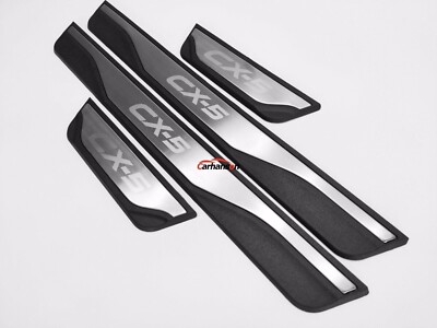 マツダ CX5 CX-5 2017-2022 2023 2024 2025 用 ドアシルプロテクター スカッフプレート アクセサリー Amazon | For マツダ 新型 CX-5 cx5 KM系（2026年5月～現行）専用 ステンレス ドアシルプロテクター 4 枚入  ドアスカッフプレート ドアステップ保護 内装カスタムパーツCX-5アクセサリー (黒) | ペダル | 車＆バイク