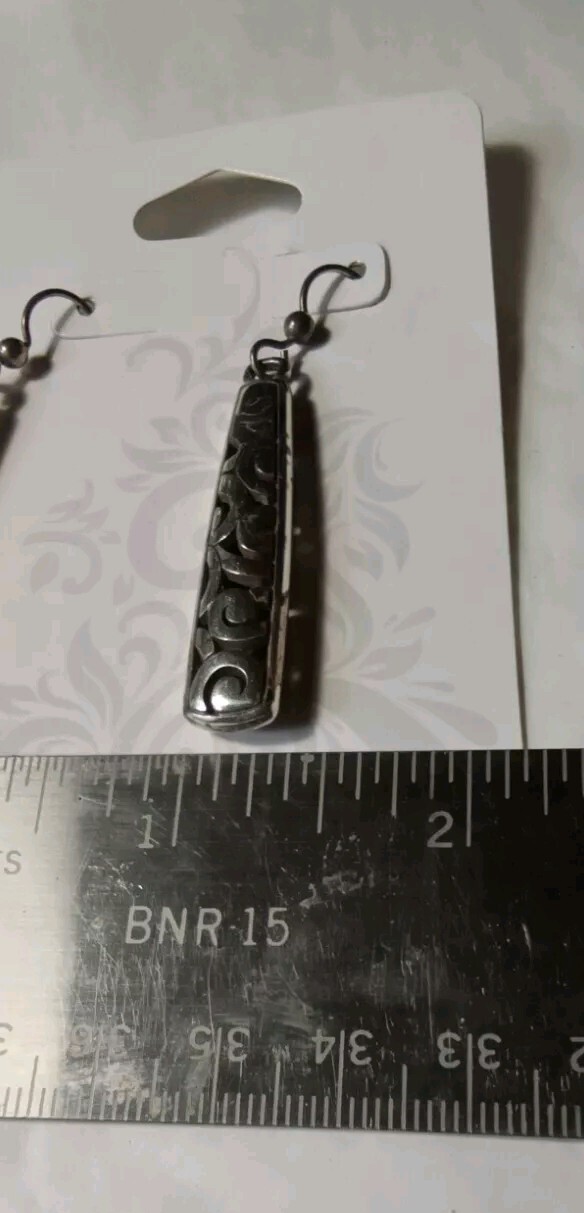 Vintage Sterling Silver 'Shadow Cutwork' Dangle E… - image 5