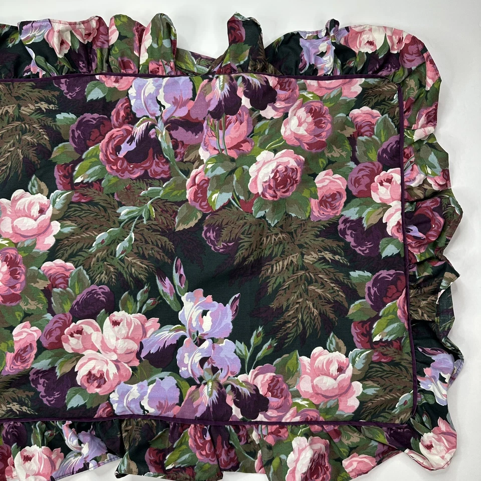 Atelier Martex Enchante Púrpura Rosa Floral King Par Almohada Fundas Volantes Dobladillo Foto 3 de 4