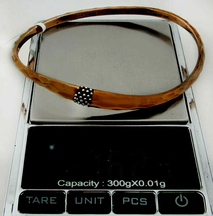 Authentic MICHAEL DAWKINS BANGLE BRACELET .925 Sterling Silver NWT Chocolate LRG - Image 3 of 4