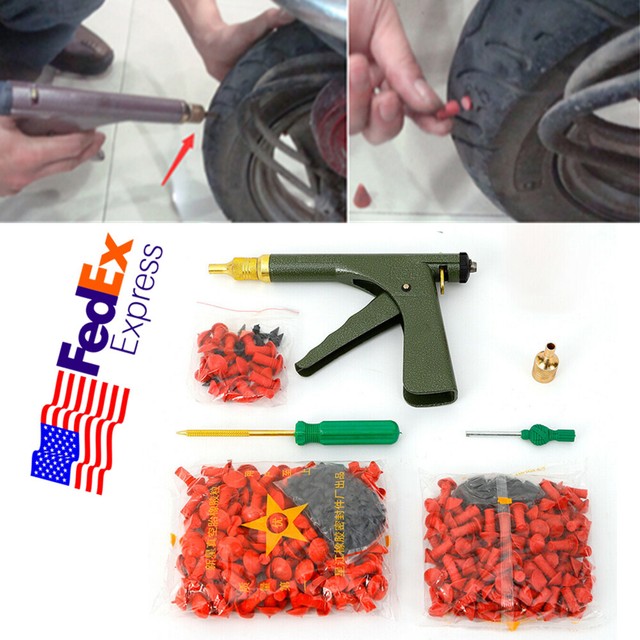 Motorcycle Tire Plugger Tubeless Tyre Wheel Repair Gun Kit Plug Rubber