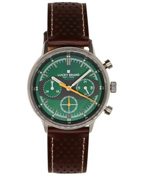 時計 lucky J53 Lucky BRAND Chronograph Fairfax Brown Perforated Leather Strap