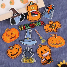  12 DIFFERENT HALLOWEEN PUMPKINS - WITCH - GHOST - Embroidered Iron On Patches