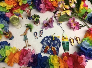 Tropical Christmas Decor Hawaiian Xmas Beach Palm Tree Surfing