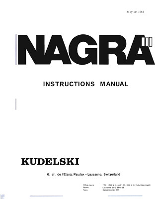 1 x Nagra III Manual ! ON ONE CD ! TOP ! RAR ! ENG !