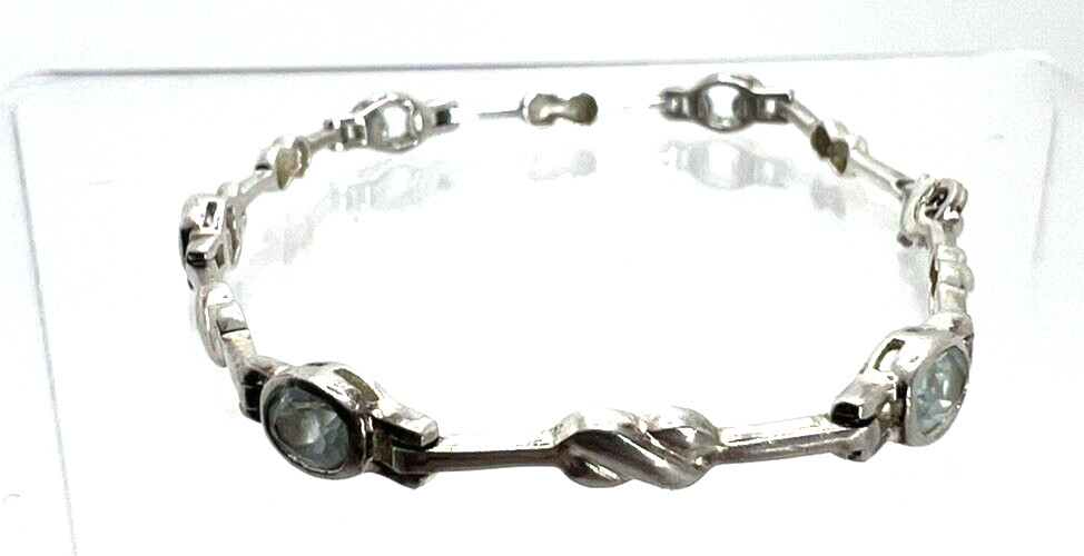 Solid Sterling Silver 925 Light Blue Topaz Bracel… - image 3