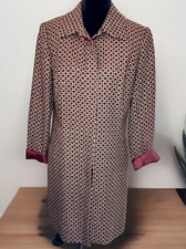 Apt. 9 Misses Size 12 Jacket/Coat Burgundy Geometric Pattern Button-Up Midi Lgth