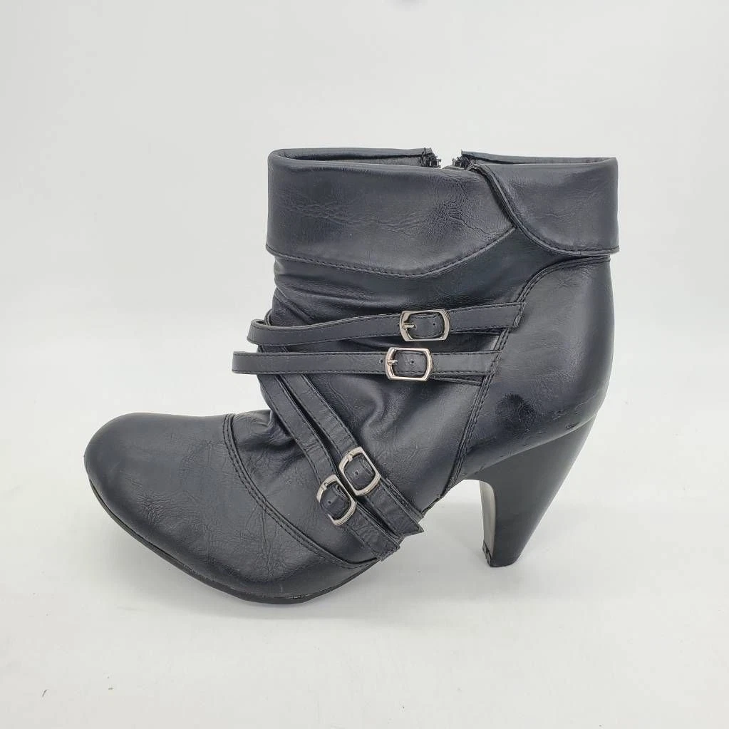 Lane Bryant Womens Ankle Booties Black Folded Shaft Zip Cross