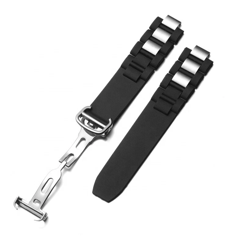 CORREA DE GOMA DE SILICONA DE 20 MM PARA RELOJ CARTIER 21 CHRONOSCAPH NEGRO Foto 3 de 4