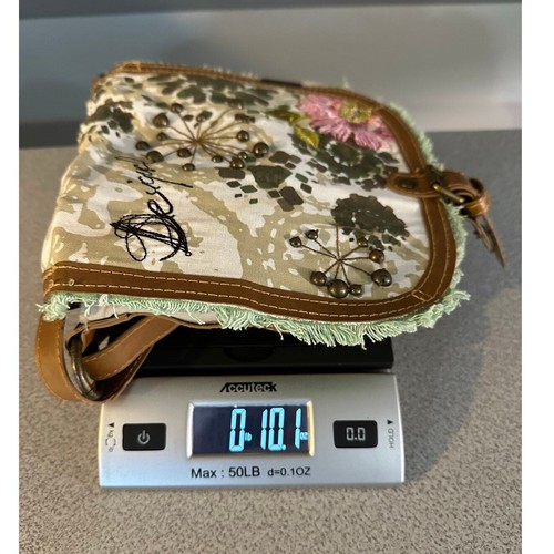 Desigual Canvas Crossbody Bag Floral Embellished Brown Leather Strap Trim Spain - Picture 16 of 17