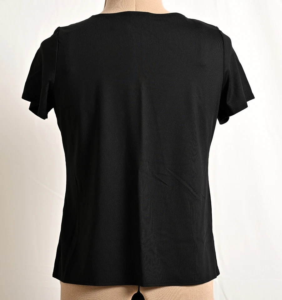 Blusa negra de manga corta East 5th Essentials para mujer ~ talla L - 4621 Foto 4 de 4