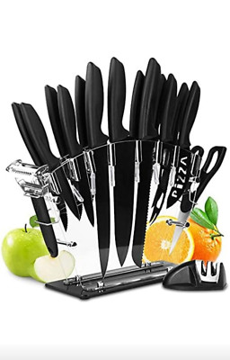 17 Piece Stainless Steel Kitchen Knife Set w/Block Stand