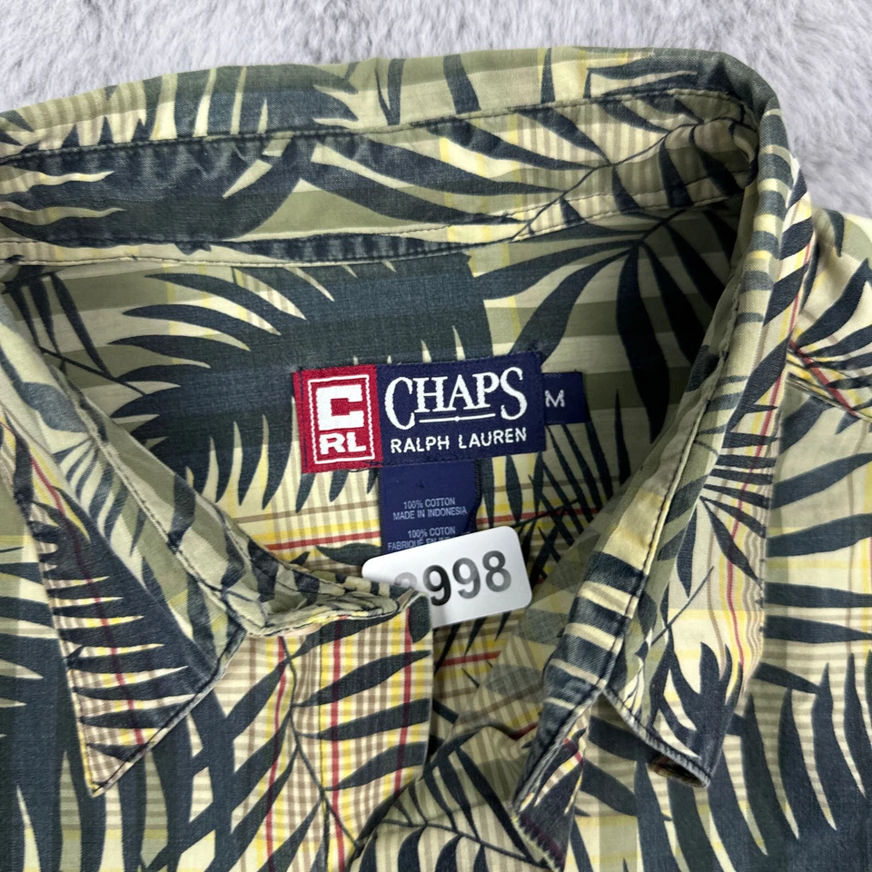Camisa De Colección Chaps Ralph Lauren Hombres Mediana Floral Hawaiana Manga Corta Foto 2 de 4