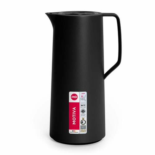 EMSA Motiva Isolierkanne Kaffee Kanne Edelstahl Glas-Isolierkolben Schwarz 1 L - Bild 10 von 10