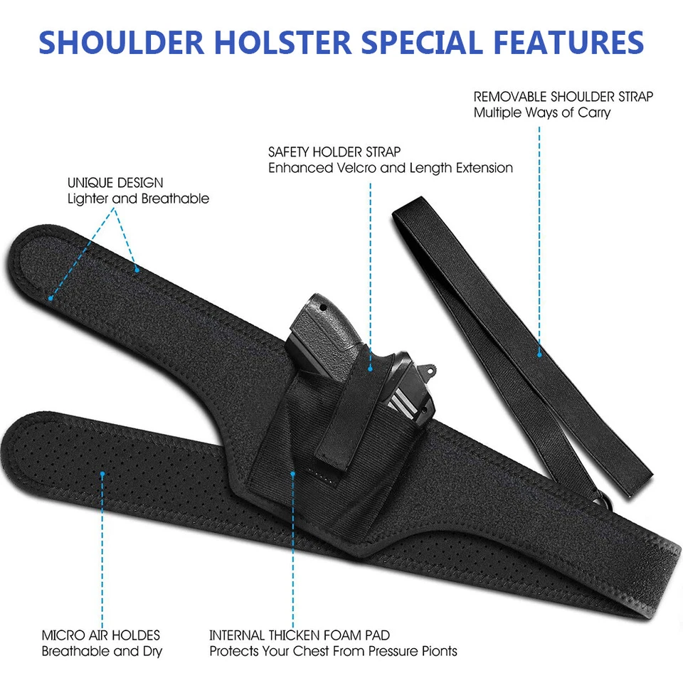 Underarm Gun Holster Concealed Carry Shoulder Tactical Pistol Waist Right Left - Image 4 of 4