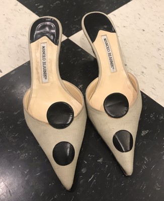 white kitten heel mules