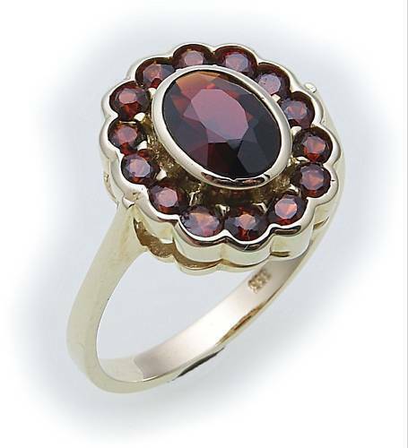 Damen Ring m. Granat in Gold 333 Granatring Gelbgold Qualität 8905/3GR - Picture 2 of 2