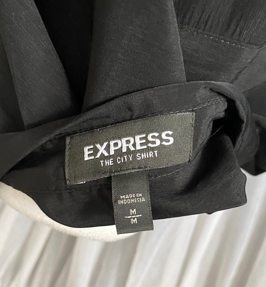 Express button up collared blouse top Black Size … - image 3