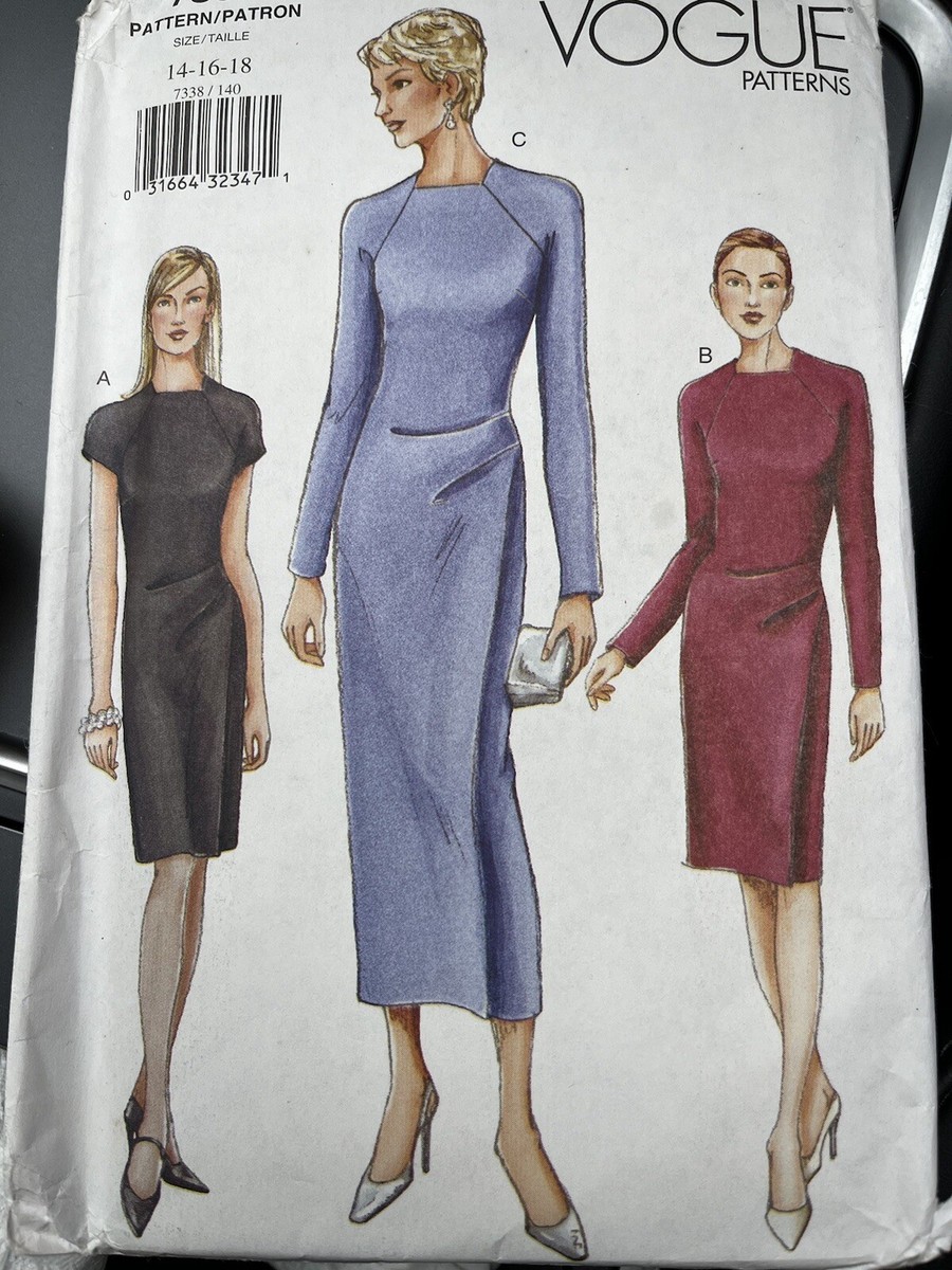Vogue Sewing Pattern 7338 Fitted Mock Wrap Dress | eBay