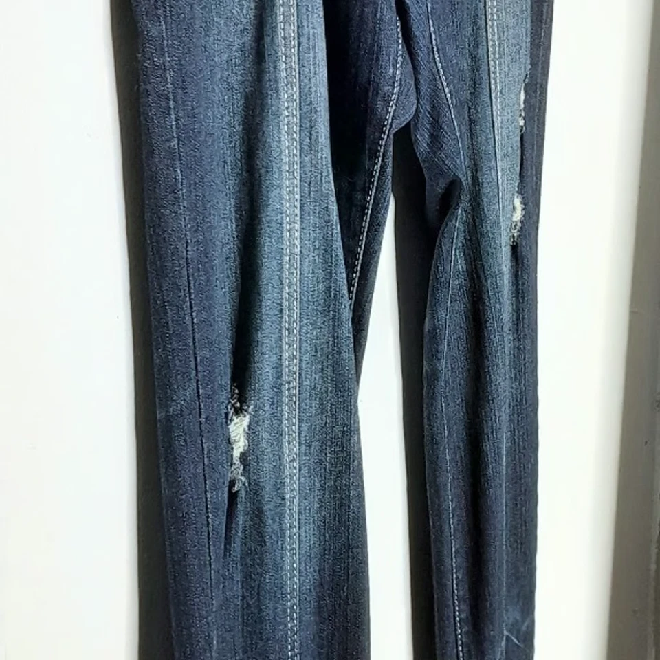 Blues Society Size 11/12 Juniors Dark Wash Distressed Skinny Jeans Women's Y2K - Image 3 of 4