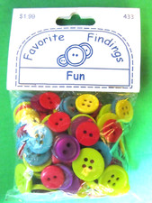 FAVORITE FINDINGS FUN ASSORTED NOVELTY CRAFT BUTTONS-1/124