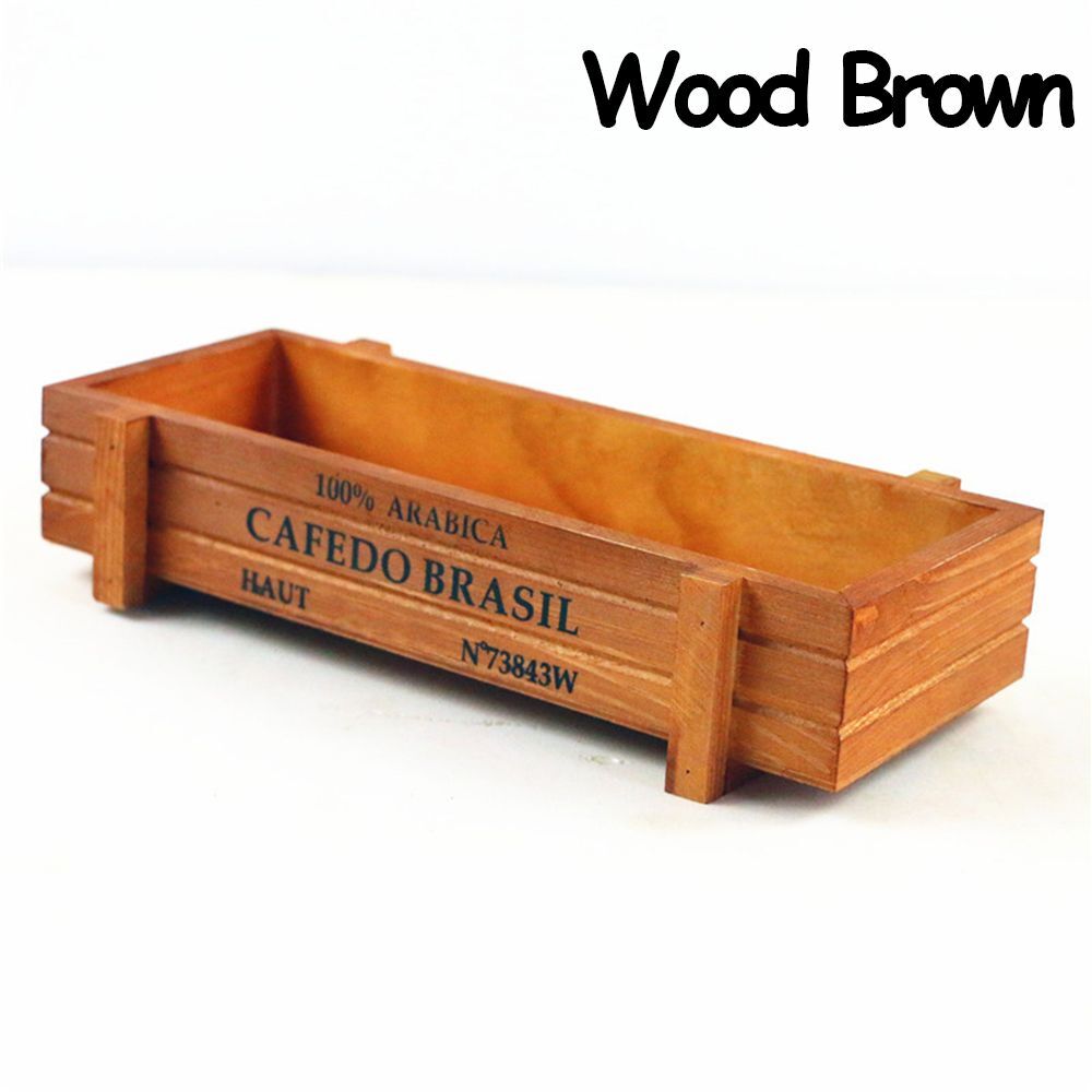Decorative Pots Wood Flowerpot Rectangle Vase Succulent Boxes Vintage
