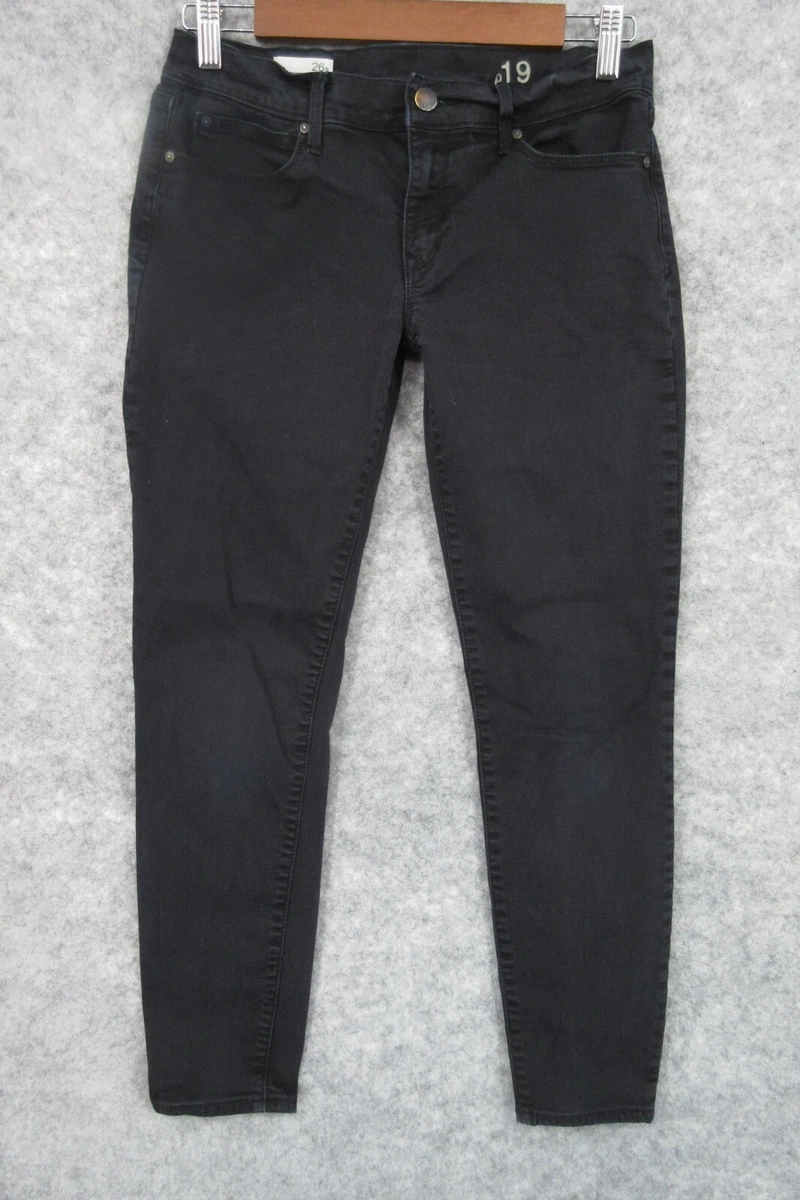 Gap 1969 Jeans Women 26 Black Legging Jean Skinny Ankle Stretch