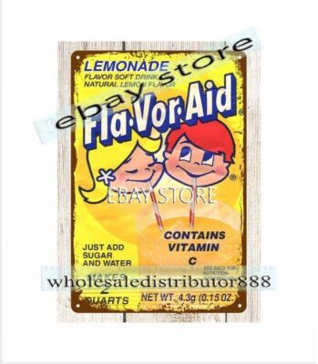 wall hangings for living room 1990s Fla-Vor-Aid Lemonade metal tin sign