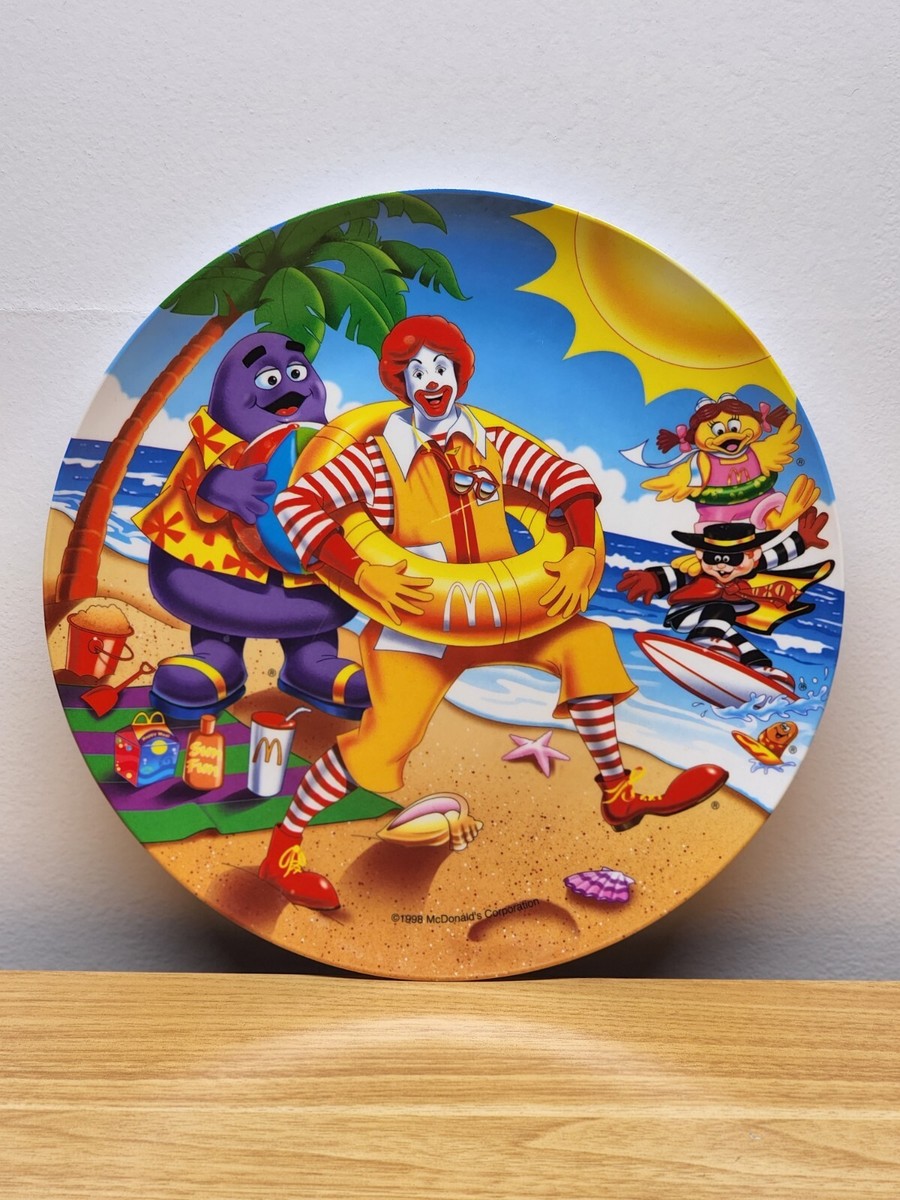 80' McDonald's Plastic Plate×4 マクドナルド絵皿 Vintage 1998 McDonalds Corporation Collectable Plastic Plate
