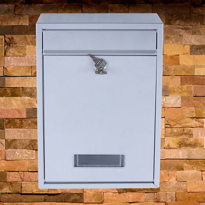 Stainless Steel Mail Letter Post Box Outdoor Wall Mounted Lockable Mailbox+2Keys