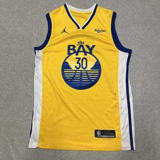 Jordan Golden State Warriors Stephen Curry #30 The Bay NBA Jersey Yellow Size 52