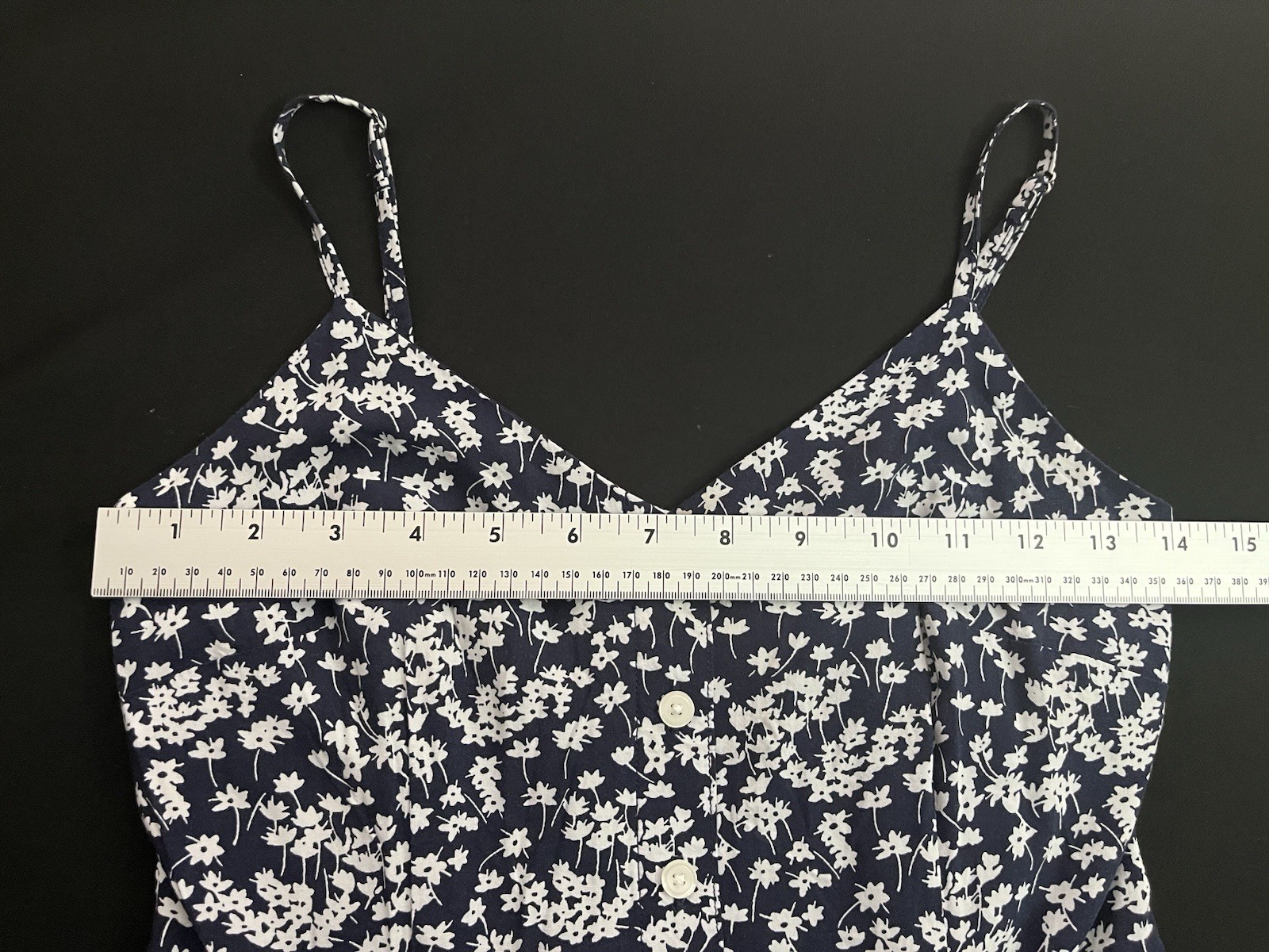 GAP Button Front Adjustable Strap Blue Floral Cas… - image 6