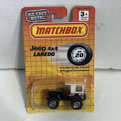 1987 MATCHBOX SUPERFAST MB20 #20 BLACK 4X4 JEEP LAREDO NEW ON CARD